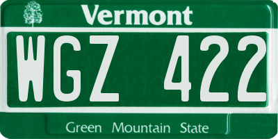 VT license plate WGZ422