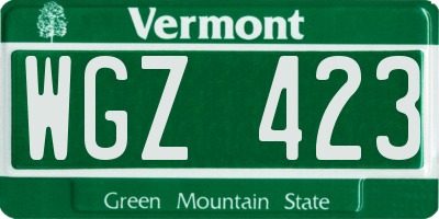 VT license plate WGZ423