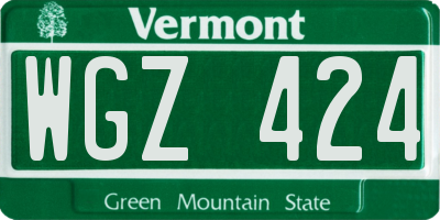 VT license plate WGZ424