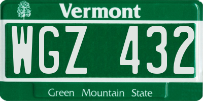 VT license plate WGZ432