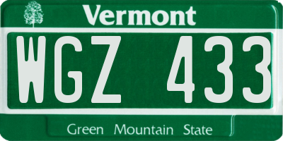 VT license plate WGZ433