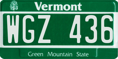 VT license plate WGZ436