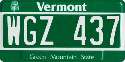 VT license plate WGZ437