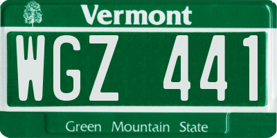 VT license plate WGZ441