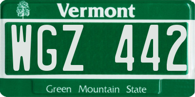 VT license plate WGZ442