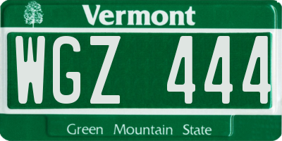 VT license plate WGZ444