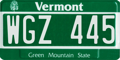 VT license plate WGZ445