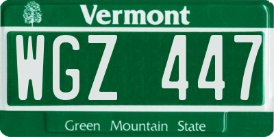 VT license plate WGZ447