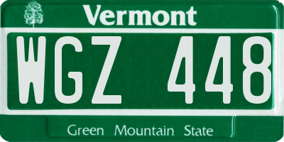 VT license plate WGZ448