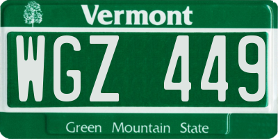 VT license plate WGZ449