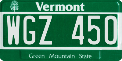 VT license plate WGZ450