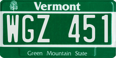 VT license plate WGZ451
