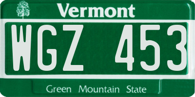 VT license plate WGZ453