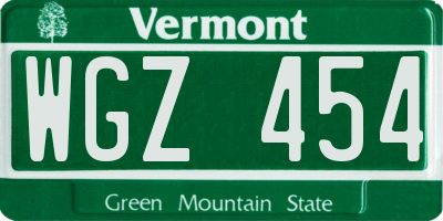 VT license plate WGZ454