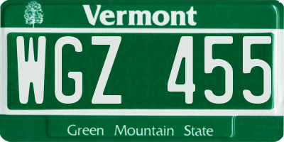 VT license plate WGZ455