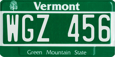 VT license plate WGZ456