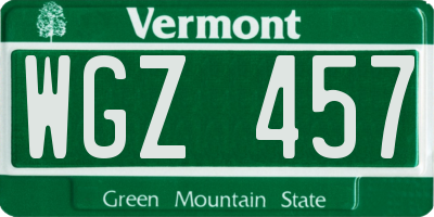 VT license plate WGZ457