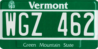 VT license plate WGZ462