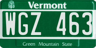 VT license plate WGZ463