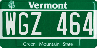 VT license plate WGZ464