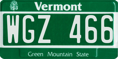 VT license plate WGZ466