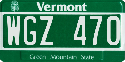 VT license plate WGZ470