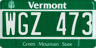 VT license plate WGZ473