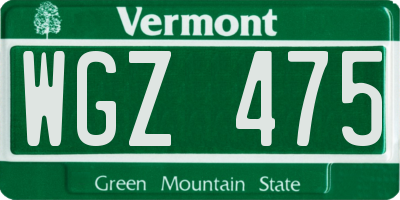 VT license plate WGZ475