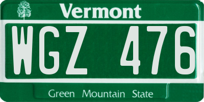 VT license plate WGZ476