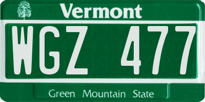 VT license plate WGZ477