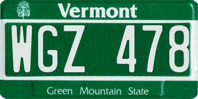 VT license plate WGZ478