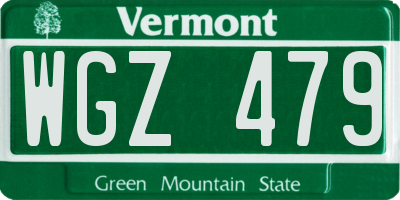 VT license plate WGZ479