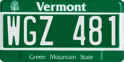 VT license plate WGZ481