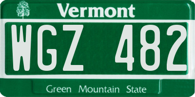 VT license plate WGZ482
