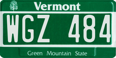VT license plate WGZ484