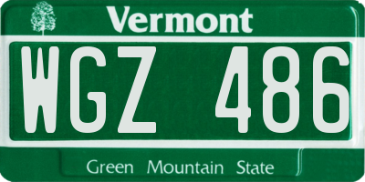 VT license plate WGZ486