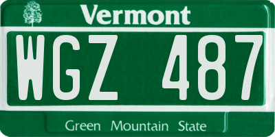 VT license plate WGZ487
