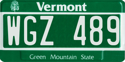 VT license plate WGZ489