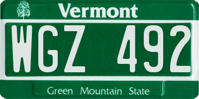 VT license plate WGZ492