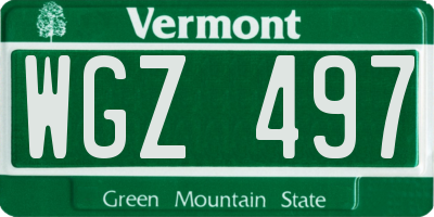 VT license plate WGZ497