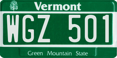 VT license plate WGZ501