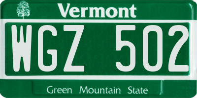 VT license plate WGZ502