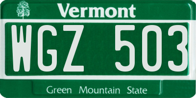 VT license plate WGZ503