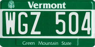 VT license plate WGZ504