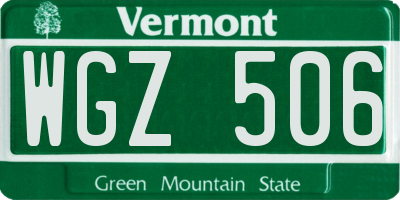 VT license plate WGZ506