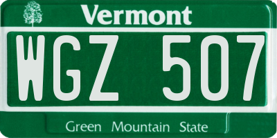VT license plate WGZ507