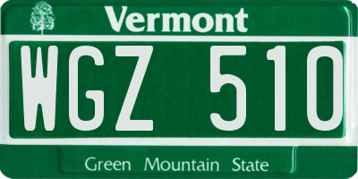 VT license plate WGZ510