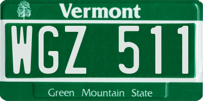 VT license plate WGZ511