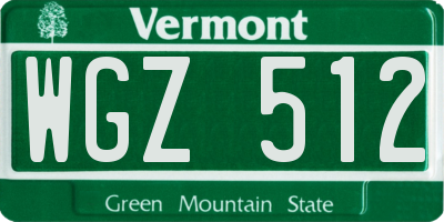 VT license plate WGZ512