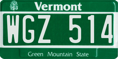 VT license plate WGZ514